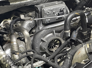 Turbocharger and charge air system components on a GM Duramax truck